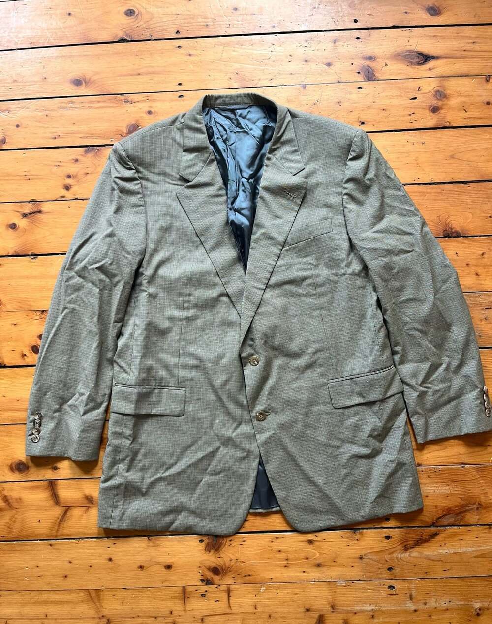 Hickey Freeman Houndstooth Wool Blazer Suit 48L Vintage 90s Men's 42x33 flawed